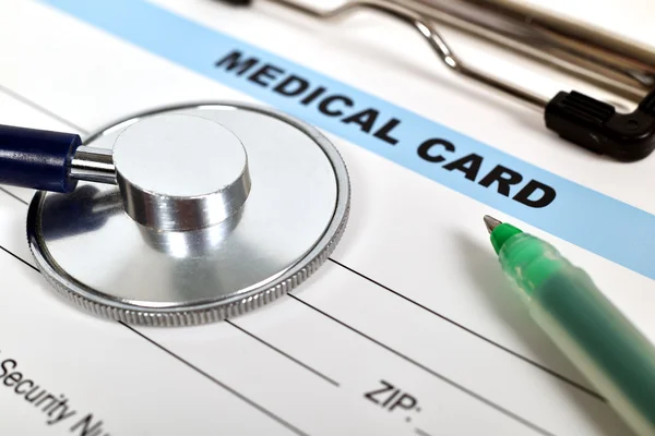 Medical card and stethoscope — Stock Photo, Image