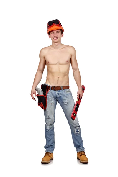 Worker man with drill — Stock Photo, Image