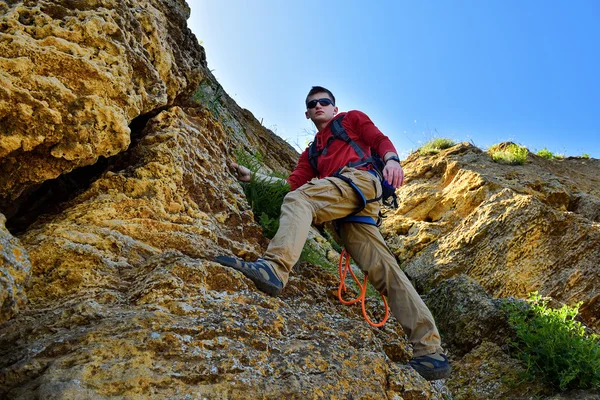 Rock-Climber lezení na skále — Stock fotografie