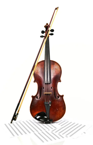 Old violin and notes — Zdjęcie stockowe