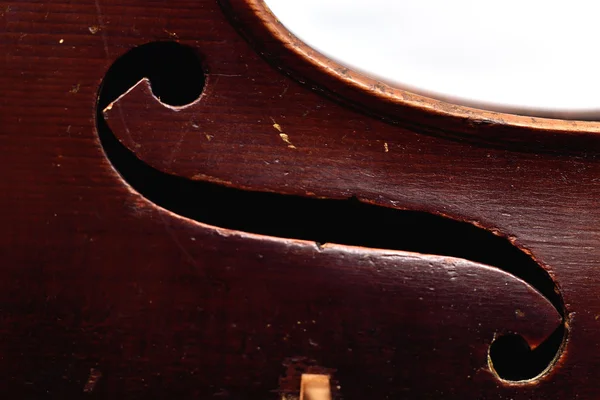 Schallloch in antiker Geige — Stockfoto