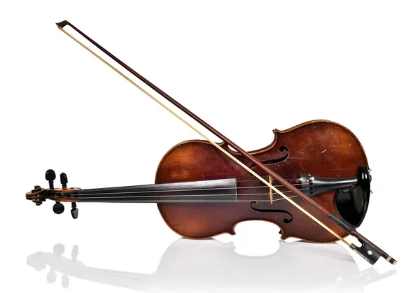 Violino e arco — Fotografia de Stock