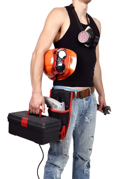 Worker with toolbelt — Stock Photo, Image