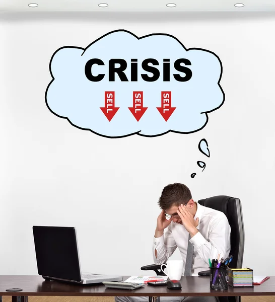 Businessman thinking about crisis — Stock Photo, Image