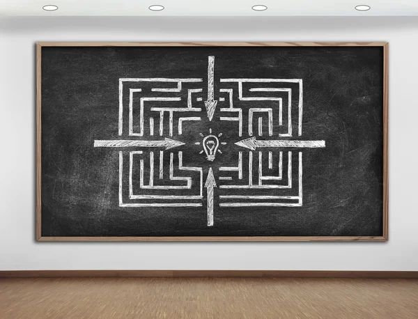 Chalk board with maze — Stock Photo, Image