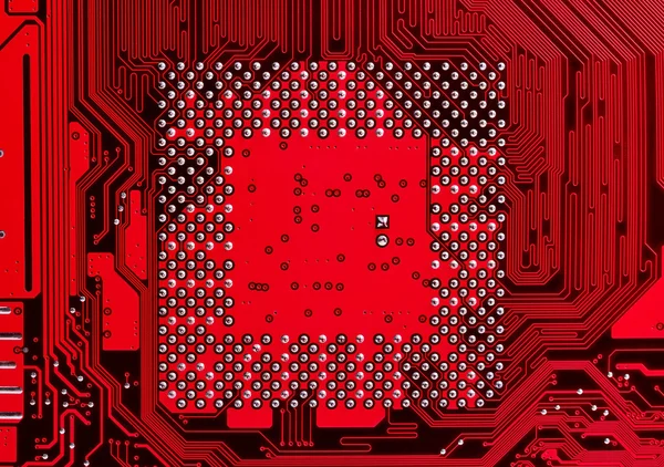 Circuito eletrônico de computador vermelho — Fotografia de Stock