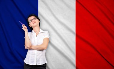 iş kadını ve Fransa bayrağı