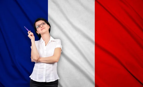 Businesswoman and france flag — Stock Photo, Image