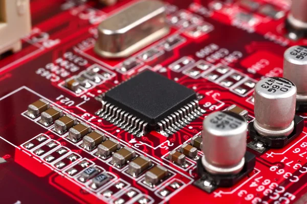 Circuit board with microchip — Stock Photo, Image