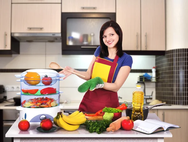 Mujer feliz chef — Foto de Stock