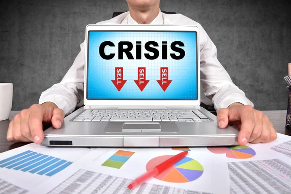 Notebook with crisis symbol — Stock Photo, Image