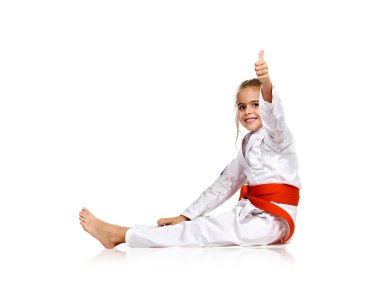 başparmak göstermek yukarıya bir kimono kız