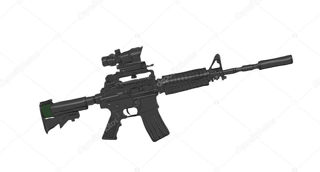 Black assault rifle