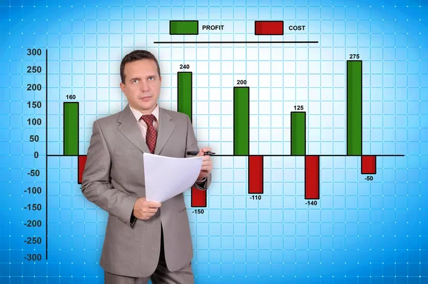 Businessman and stock chart — Stock Photo, Image