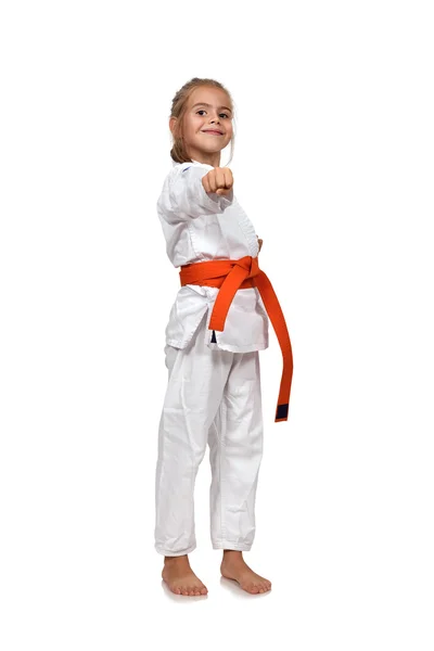 Meisje praktijk karate — Stockfoto