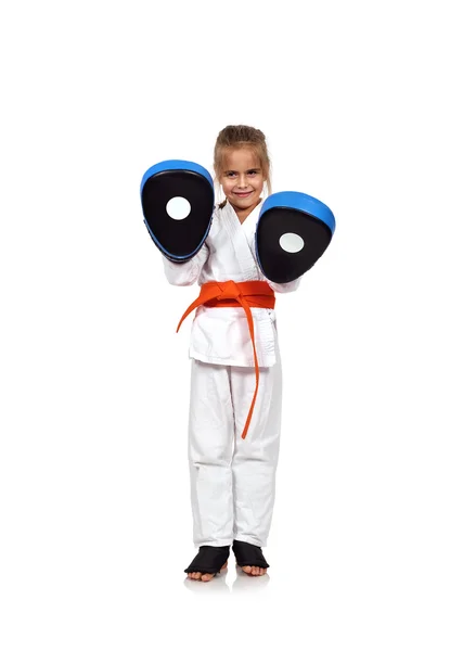 Chica en el entrenamiento de karate — Foto de Stock