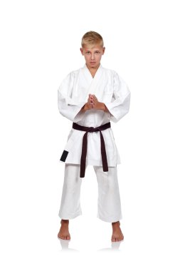 Karate boy in kimono clipart