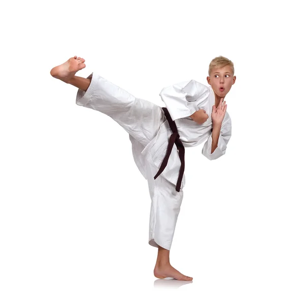 Pojke utbildning karate — Stockfoto