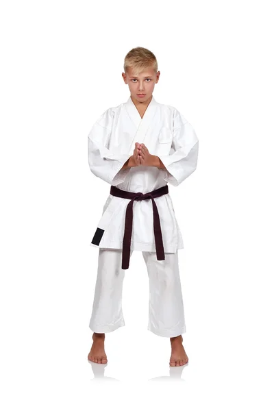 Karate băiat în kimono — Fotografie, imagine de stoc