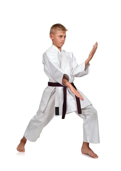 Karate çocuk kimono içinde — Stok fotoğraf