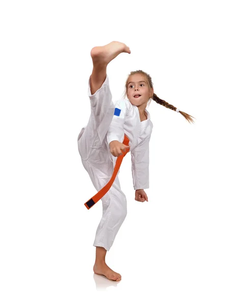 Dívka praxe karate — Stock fotografie