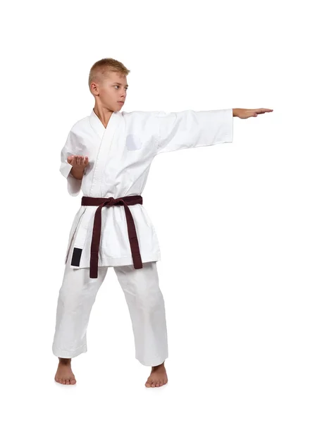 Genç çocuk eğitim karate — Stok fotoğraf