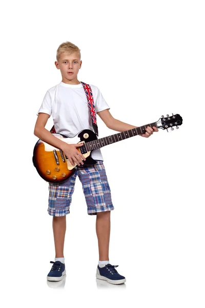 Rocker menino com guitarra — Fotografia de Stock