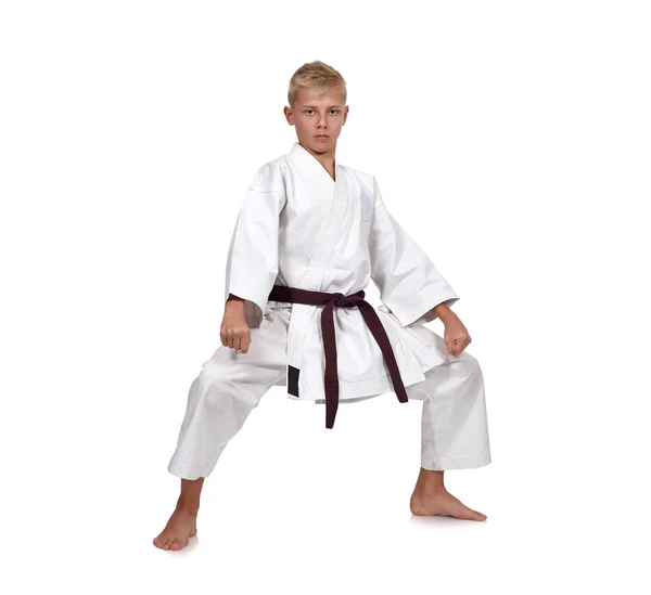 Chłopiec treningu karate — Zdjęcie stockowe