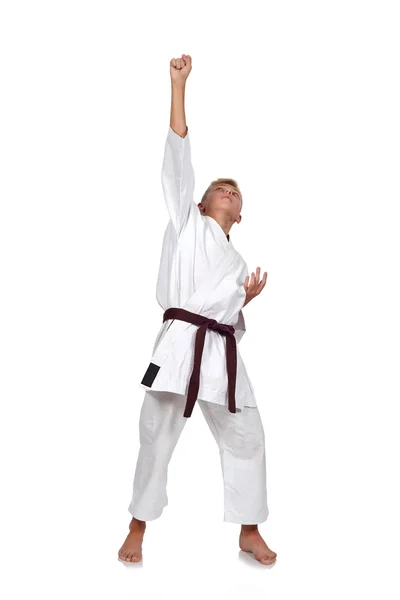 Zwycięzca Karate chłopca — Zdjęcie stockowe