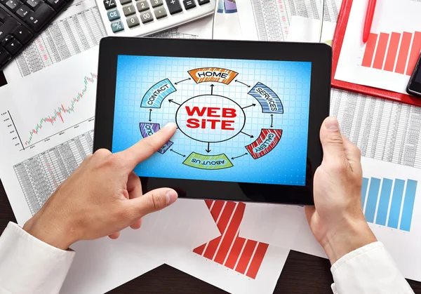 Tablet con sito web schema — Foto Stock