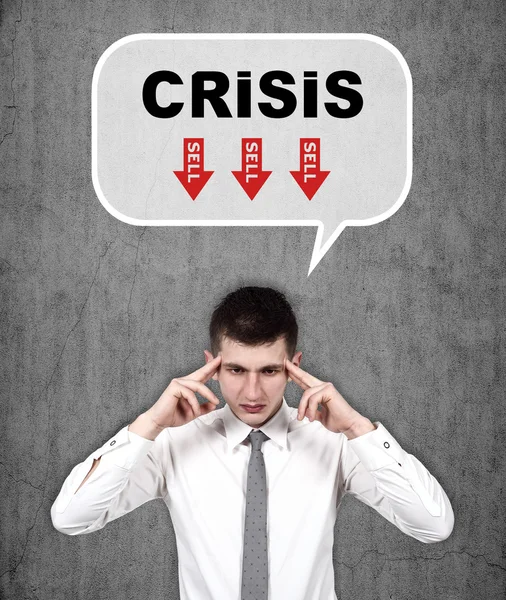 Homem pensando sobre a crise — Fotografia de Stock