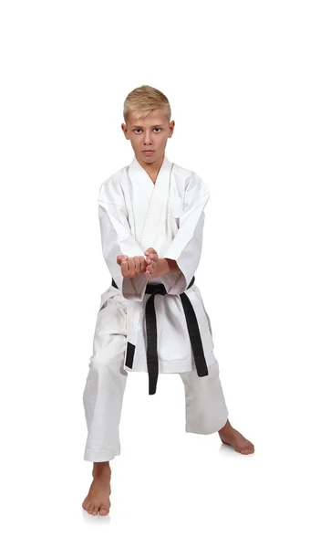 Jongen in karate pak — Stockfoto