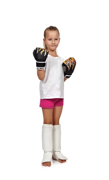 Niña con guantes de boxeo — Foto de Stock