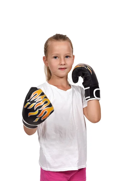 Dziewczyna z rękawiczki dla boksu tajskiego — Zdjęcie stockowe