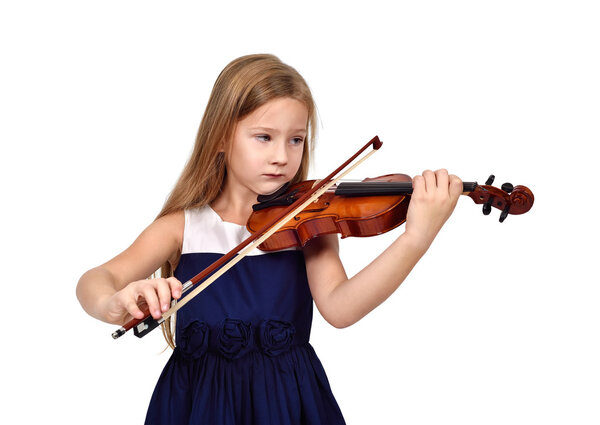 girl playing the violin on white background