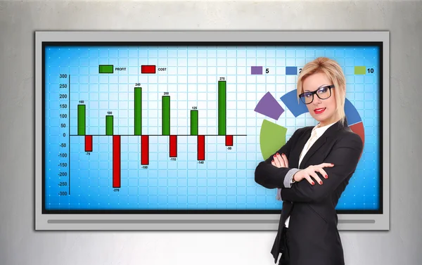 Frau und Chart — Stockfoto