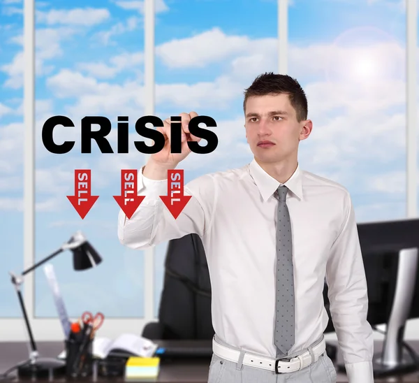 Businessman  drawing crisis concept — Stock Photo, Image