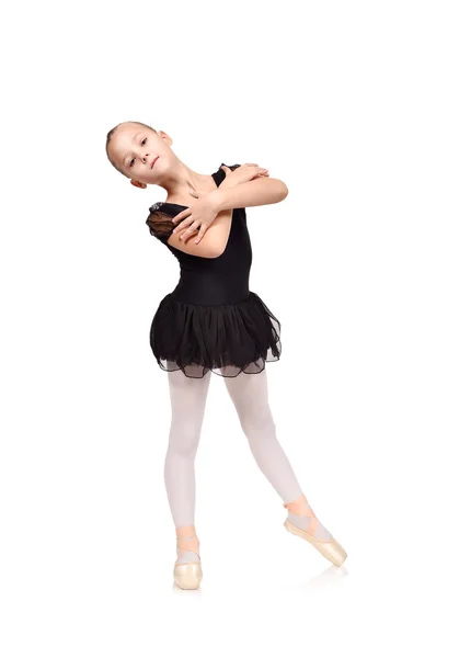 Балетная танцовщица в черной пачке — стоковое фото