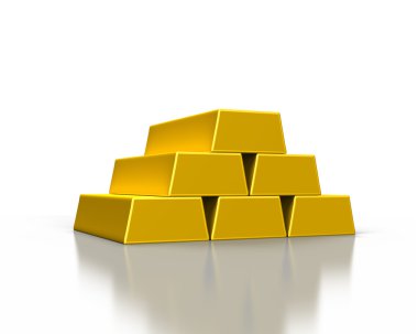 Altın külçeler yığınları