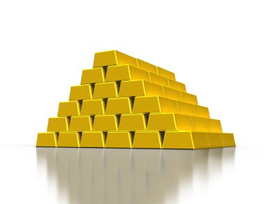 Altın külçeler yığınları