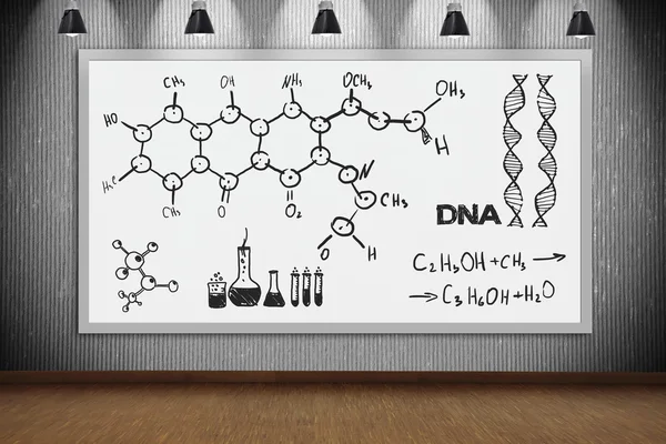 Banner met tekening chemische regeling — Stockfoto