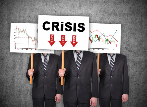 Banner con gráfico de stock de crisis de dibujo — Foto de Stock