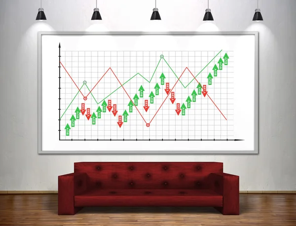 Zeichnung Aktiendiagramm auf Banner. — Stockfoto