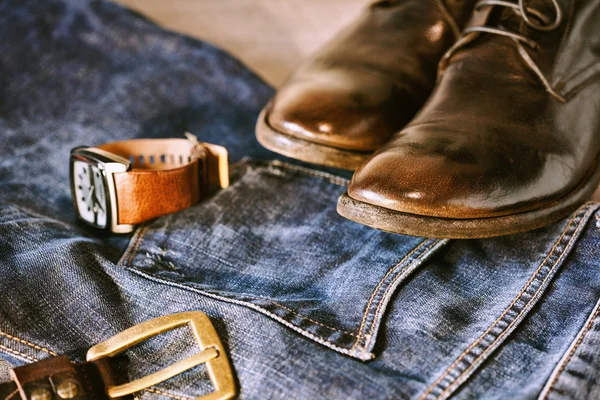 Men's casual outfits with accessories in grunge style — Stock Photo, Image