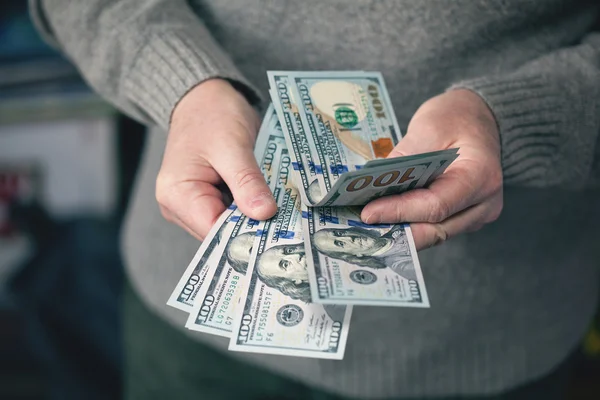 Greed for money, background of the money, dollars, new hundred-dollar bills — Stock Photo, Image