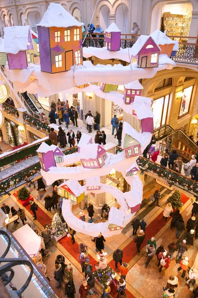Moskau Russland Januar 2017 Schöne Silvesternacht Gum Hauptkaufhaus Touristen Und — Stockfoto