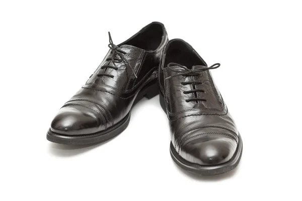 Fashionable men's classic leather shoes in black on a white background — Stock Photo, Image