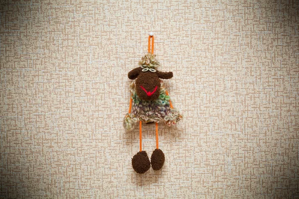 Toy sheep - a symbol of New Year 2015 — Stock Photo, Image