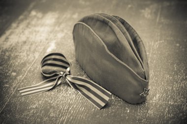 9 Mayıs zafer günü. Garrison cap ve George kurdele. retro tarzı