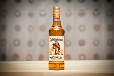 Moskova - 6 Kasım: şişe dolusu altın ROM - Captain Morgan. Moskova, 6 Kasım 2014